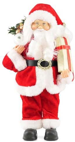 The Magic Toy Shop Standing Santa Claus Figure 12 - Ideal Size for Mantels Tabletops Shelves - Traditional Christmas Decorations Indoor Father Christmas Figures Xmas Christmas Ornaments for the Home