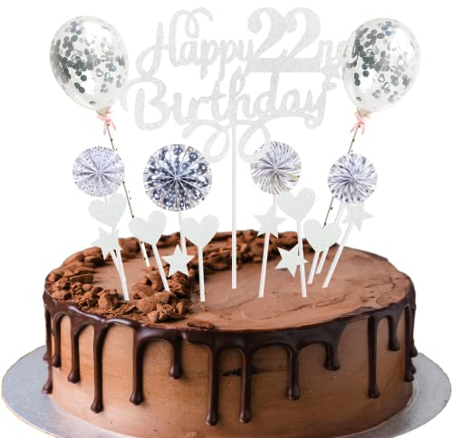 Tortendeko 22 Geburtstag Deko Kuchen Topper 22 Kuchen Deko 22 Geburtstag Mann Happy Birthday 22 Tortendeko 22 Jahre Mann Frau Kuchendeko 22. Geburtstag Mann Silber Tortendeko 22. Geburtstag Mann Frau