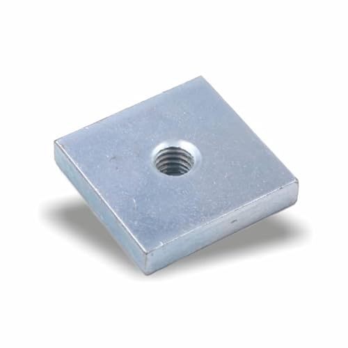 Nutenstein | Gewindeplatte 20x20x4 mm M6 Gewinde mittig | Stahl galvanisch verzinkt (100 Stück)