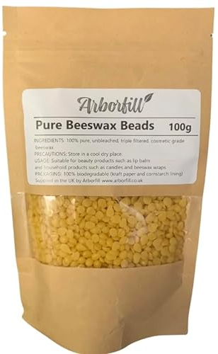 Beeswax Pellets, 100g, Pure Beeswax Pellets, Natural Beeswax Pellets, Beeswax Beads, Beeswax Pellets, Beeswax, Unbleached Yellow Beeswax Pellets, Beeswax For DIY Lip Balm, Candles & Food Wraps