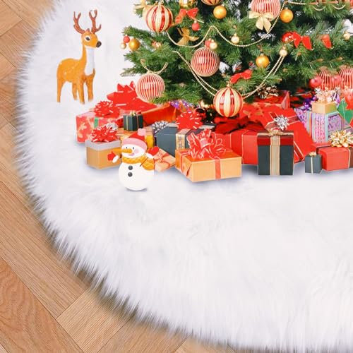 QXNDXQ Weihnachtsbaumdecke Weiß Weihnachtsbaum Plüsch Röcke Tannenbaum Decke Weihnachtsbaum Teppich Schneedecke Deko Weihnachten Baumdecke