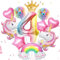 12 Stück Rosa Luftballon Einhorn Geburtstagsdeko 4 Jahre Mädchen Runde Folienballon Einhorn Kindergeburtstag Party Deko Mit Krone/Regenbogen/Stern/Herz/Band/Zahl Für Einhorn Thema Festival Party