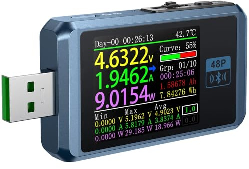 DollaTek FNB48P Tester display a 6 cifre Voltmetro multifunzionale Amperometro USB TYPE-C Dispositivo di ricarica Trigger rilevamento filo