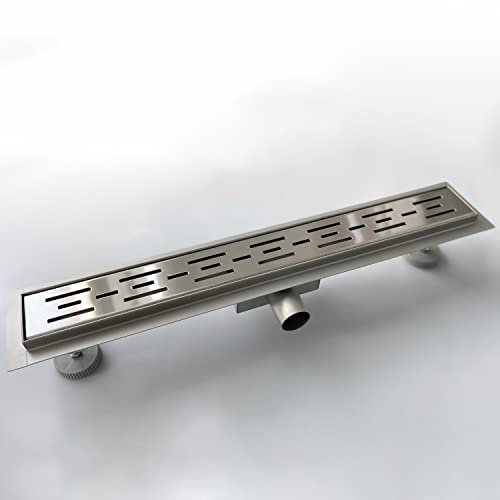Aica Sanitarios Desagüe Lineal de 70cm Rejilla a RAS de Suelo, canaleta de Ducha Rectangular de Acero Inoxidable Cepillado 304 con sifón y Filtro