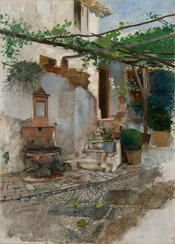 TVLAR Berühmte Gemälde Ölgemälde Kunstdruck Wandbilder Drucken Bauernhof-interieur aus dem süden spaniens by birger für Heimtextilien 60x90cm