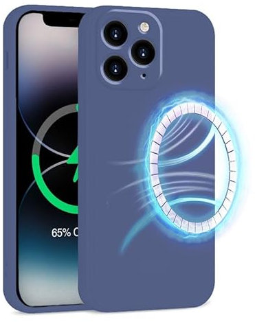 INZ Mag-Safe Magnetic iPhone 12 Pro Max Case 6.7-Inch Blue Grey Liquid Silicone Gel Rubber Anti Scratch Resistant Soft Slim Protective Cover Protect Compatible for iPhone 12 Pro Max