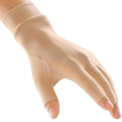 FREETOO Compression Arthritis Gloves for Pain, Finger Strengthen Compression Gloves to Alleviate Hand Pains,Swelling, Fingerless Computer Typing Gloves for Rheumatoid, Tendonitis Women&Men-Skin-M