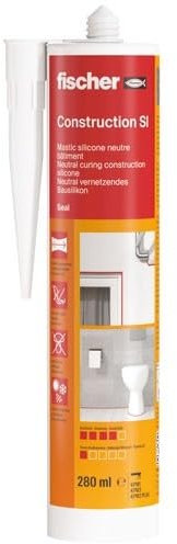fischer - Mastic silicone pour le bâtiment SI blanc - 1 cartouche de 280 ml avec canule