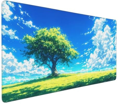 Tapis de Souris l'arbre du Ciel Bleu, Tapis de Souris XXL 900x400 mm Tapis Souris Gaming Grand, Tapis de Bureau Antidérapant Étanche, Clavier Souris Gamer Tapis Souris la Maison et Le Bureau Y-30