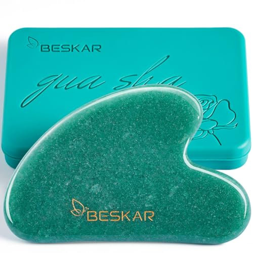 BESKAR Gua Sha Stein, Natürliche Jade Guasha Gesichts-Werkzeuge für Jawline Sculpting, Straffen Gesichtshaut und Reduzieren Falten, Gesicht Augen Körper Hals Massager