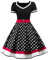 AXOE Damen 50er Jahre Kleider Rockabilly Vintage Festliches mit Abnehmbarer Gürtel A LinieSchwarz Weiß Gepunktet, Große Größen 50, 5XL