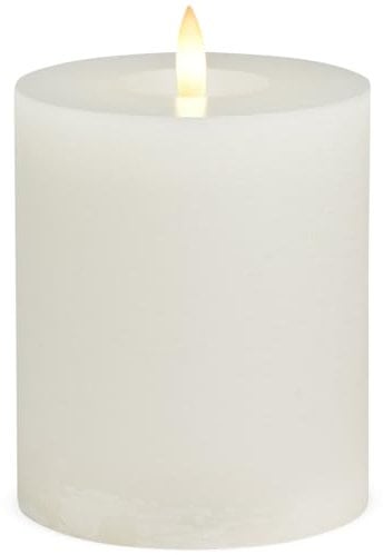 LED Stumpenkerzen 4er Set aus Echtwachs mit Timerfunktion & inkl. Fernbedienung - Kerzen realistisch flackernde Flamme warmweiß Ø 10 x 12 cm - Elektrische Wachskerzen in weiß als gemütliche Tischdeko