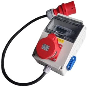 NAKA Stromzähler Drehstromzähler 32A MID Geeicht Mobiler Digital Zwischenstecker Box 400V / 32A CEE-Stecker Und Kupplung 1x230V