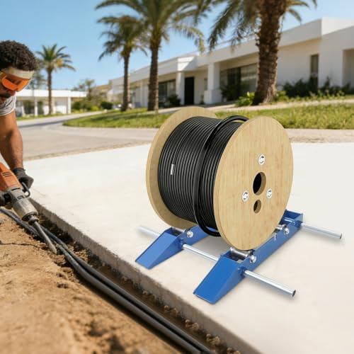 GIDRLL Kabeltrommel-Abroller für Netzwerk-Verlegekabel, einstellbare Tragwalzen, Kabelabroller Leitungsabroller für Haspeln bis 170 cm, 1 Ton Traglast, 100 * 85 * 12cm