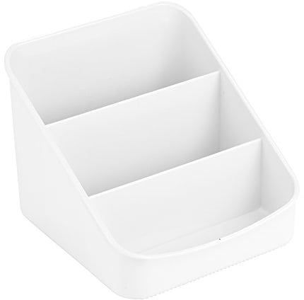 iDesign Linus Küchen Organizer, Aufbewahrungsbox aus Kunststoff mit drei Fächern für Verpackungen und Gewürze, weiß