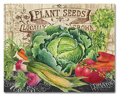 CounterArt Our Farm 3mm Heat Tolerant Tempered Glass Cutting Board 15” x 12” Serving Board Charcuterie Board Dishwasher Safe