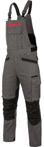 WÜRTH MODYF Arbeitslatzhose Nature - professionelle Arbeitshose für Herren - Latzhose mit Knieschutztaschen - in der Größe 110 in Grau