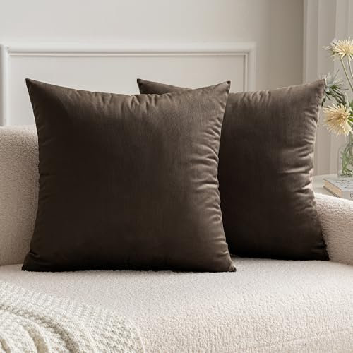 MIULEE 2er Set Samt Zierkissenbezug ohne Füllung-Zierkissenhülle Dekorative Kissenbezug Dekokissen Kissenhülle mit Verstecktem Reißverschluss 20x20 inch 50x50 cm Dunkle Taupe