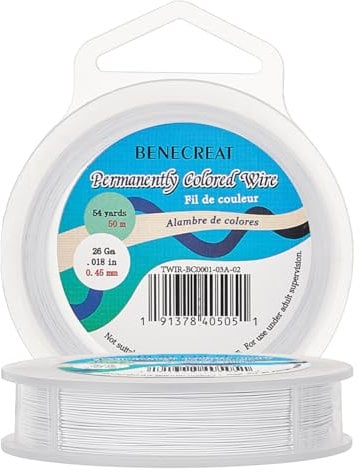 BENECREAT 50m 0.45mm Filo di Acciaio Inossidabile (Bianco) 7 Fili Intrecciati Cavo Metallico Accessori per Artigianato per la Progettazione di Bigiotteria
