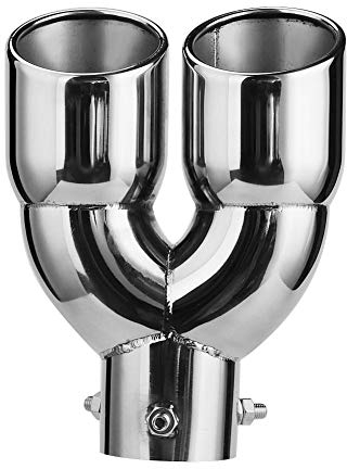 5 Inch Exhaust Pipe, Auspuffrohrverkleidung Auto Doppelauspuffendrohre Edelstahl-Schalldämpferspitzen Auspuffblende 63-76-220 Auspuffrohrverkleidung, Akozon Auspuffblende Auspuff Einlass Doppelsp