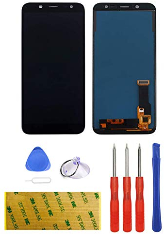 LTZGO Ecran LCD Compatible avec Samsung Galaxy J6 J600 2018 Noir Tactile Vitre De Remplacement Touche Ecran D’Affichage avec Kit D’Outils Complet De Réparation pièces de Rechange (sans Cadre)