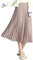 Camilife Damen Mädchen Plisseerock Midirock Damenrock in Mittlere Länge Silberfaser-Stricktuch Faltenrock Elastischer Bund für Frühling Herbst Rocklänge 75cm - Einfarbig Khaki