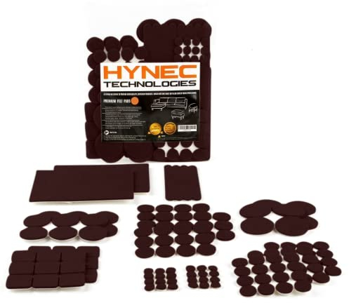 Hynec Tech Filzgleiter Möbelschoner - selbstklebend, Set von 106 Stk, 7 Größen, Braun - Quadratisch und rund - Bodenschutz Stuhl, Möbel, Filzunterlagen