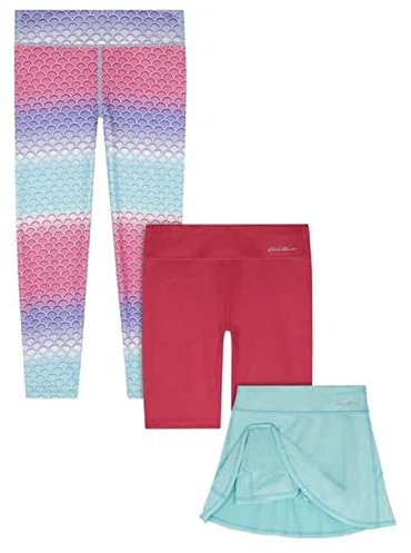 Eddie Bauer Jugendliche, Mädchen, 3-teiliges Active-Hosen-Set, 1 Legging, 1 Fahrrad-Shorts, 1 Skort oder Shorts, Magenta, Large