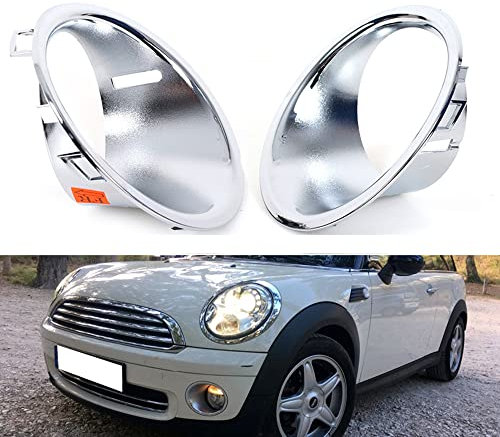 BATLAM 2 Pièces Cache Anneau Chromé pour Feux Antibrouillard Avant 51112753661 51112753662 pour BMW Mini Cooper R55 R56 R57