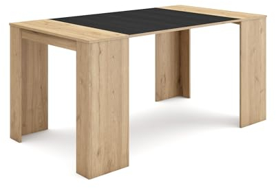Skraut Home | Table Console Extensible | Console Meuble | 160 | pour 8 Personnes | Table à Manger | Style Moderne | Chêne et Noir