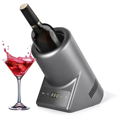 Enfriador de vino portátil de una sola botella, enfriador de vino eléctrico para vino tinto y blanco de 750 ml, bodegas de vino sin hielo de acero inoxidable, mantiene el frío hasta 24 horas para