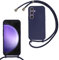 Beajew Funda para Samsung Galaxy S24 FE con Cuerda, Silicona Líquida Carcasa con Cordón Correa Colgante Ajustable Collar Correa Teléfono Case Cover, Azul Oscuro