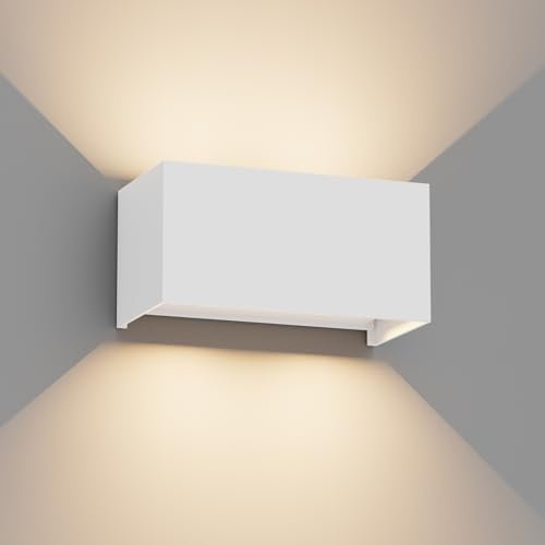 Howskys 24W LED Wandleuchte aussen, 3000K Warmweiß Einstellbarer Lichtstrahl Außenwandleuchte, außenleuchte wand für Terrasse Eingang Garten, Aluminium, IP65 Wasserdicht, Weiß