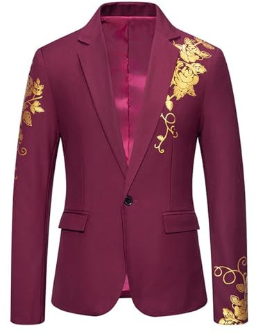 Herren-Smokingjacke mit Blumenmuster, Schal, Revers, Blazer, Jacke, leicht, bedruckt, Abschlussballjacke, Sportmantel, Sommeranzüge, Jacke für den Alltag, Business, Hochzeit, Abschlussball, schicke