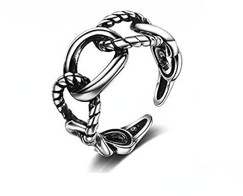 NTALJC Damen-Ring aus Sterlingsilber, offener Ring, übergroßer Ausschnitt, Netzform, Vintage-Stil, Party-Ornament für Männer und Frauen