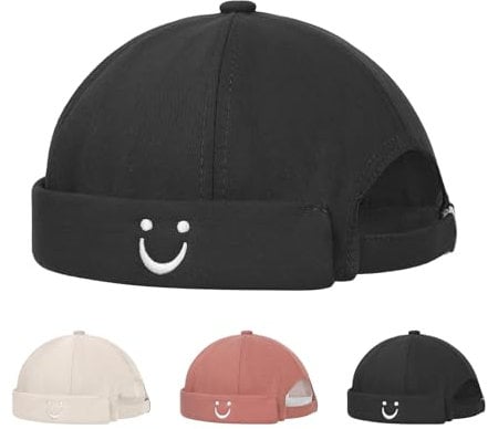 Minicloss Cotton Docker Cap, Verstellbar Docker Cap Herren Damen Hut, Rolled Cuff Brimless Hat, Verstellbar Hafenmütze,Baumwolle Docker Cap, Verstellbar Docker Cap Herren, Damen Hut