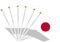 AhfuLife 100 banderas japonesas en palos para decoración de fiestas, 14 x 21 cm, banderas pequeñas japonesas de mano con poste blanco de 30 cm para decoración del día nacional, jardín, calle, hogar