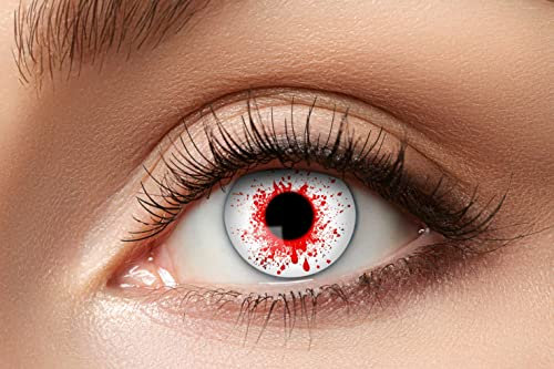 Zoelibat Eyecatcher – Bloodshot3 – Farbige Jahres-Kontaktlinsen in Weiß-Rot – Kontaktlinsen ohne Stärke – mit Aufbewahrungsbehälter
