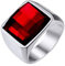 GoldChic Gravur Ring Damen Herren Edelstahlring Siegelring mit Geburtsstein 15MM breit Eheringe 54mm Solitärring Bandring Schmuck