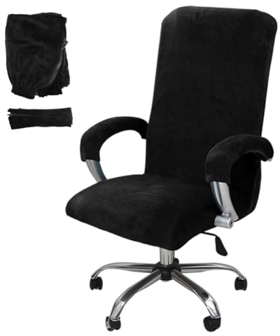 Umllpet Samt Bürostuhl Bezug mit Armlehne [XL], Stretch Stuhlhussen Gaming & Office Stuhlbezug, Abnehmbarer Elastischer Sesselüberzug aus Spandex Passend für Drehstuhl, Computerstuhl (XL)
