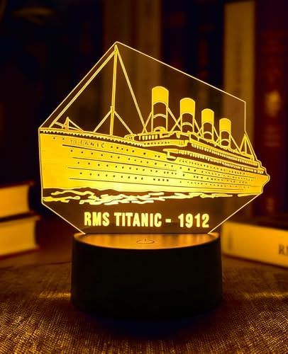 BIRBANN Titanic Lampe, 7 Farben Variable BerüHrbare 3D Lampe, FüR Kinderzimmer Titanic Deko, Geschenke FüR Jungen Und MäDchen