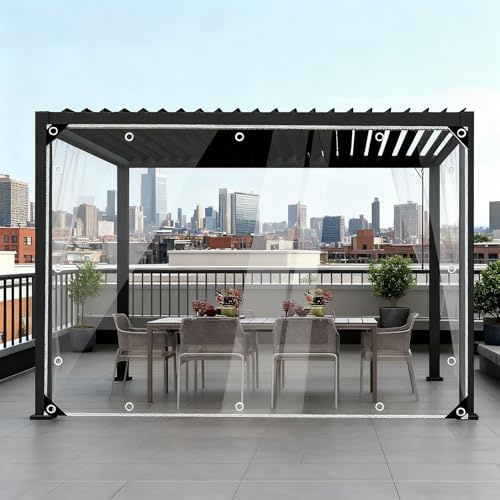 Transparent Presenning 160 x 230 cm Kraftig 400 G M² Vindtät, Rivtålig, Uv-Skyddad Klart, Kraftigt Presenningsöverdrag Med Öljetter Och Rep för Uteplats Utomhus, A