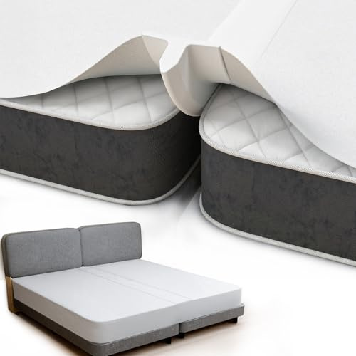 Vekkia 2-in-1 Split King Gap Filler with Built-in Fitted Sheet, Twin to King Converter, Bed Bridge with Washable Cover, Fits Guest Rooms, Hotels & Vacation Rentals, 75x75