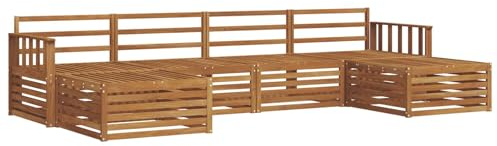 vidaXL Sofagarnituren 6 pcs Natur Massivholz Akazie, Akazienholz Sofa, Moderne Gartenmöbel, haltbare Sitzgruppe, Bequeme Möbel für Terrasse und Garten