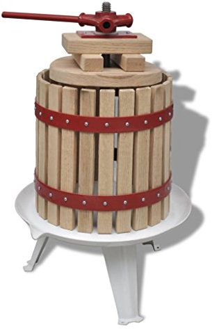 'vidaXL Fruit and Wine Press - 12L, Solid Oak Wood, Cast Iron & Steel Construction for Home Wine and Cider Making