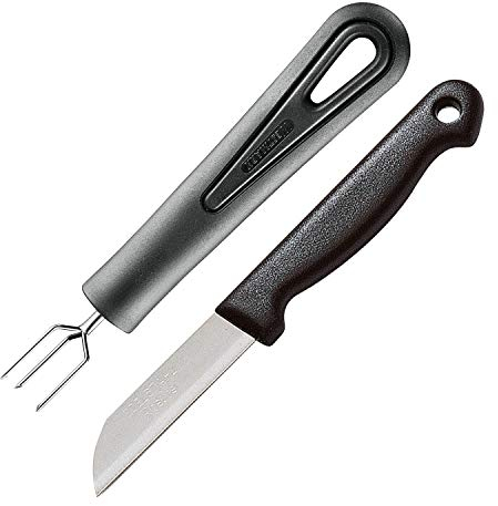 Westmark Messer + Pellkartoffelgabel mit 3 Zinken, Set 2-tlg., Rostfreier Edelstahl/Kunststoff, Gentle/Techno, Silber/Schwarz, 28152280