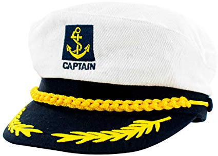 TRIXES Kapitänsmütze Weiß/Navy Blau Verstellbare Captain Sailor Marine für Karneval