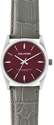 Zadig & Voltaire Mixte Analogique Quartz Montre avec Bracelet en Cuir ZVF235