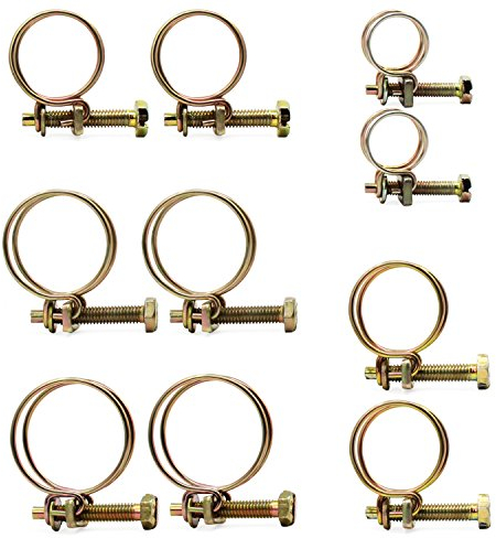 HSeaMall 50PCS justierbare doppelte Draht-Schlauch-Klipp-Klemme 5Size Stahldraht-Rohr-Rohr-Klipp-Schrauben-Sortiment-Installationssatz