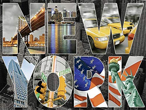 Watyw Diy 5D Diamond Painting Full Drill Groß New York Scenery 3D Runde Strasssteine Diamant Painting Embroidery Landscape ohne Rahmen 30x40cm
